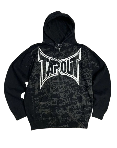 Tapout Zip Hoodie Black Vintage Tribal Silver Tapout Zip Hoodie Black Vintage Tribal Silver