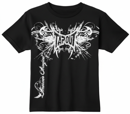 tapout black mma t-shirt back view showing full fit
