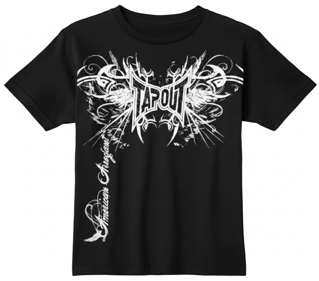 Tapout Black MMA T-Shirt tapout black mma t-shirt back view showing full fit